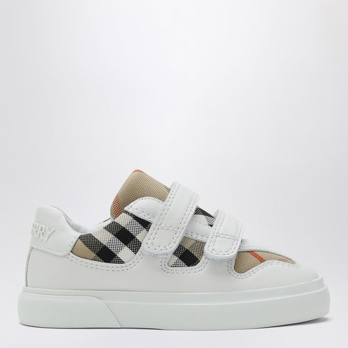 Sneaker bianca in pelle e cotone motivo Check - Burberry - Modalova