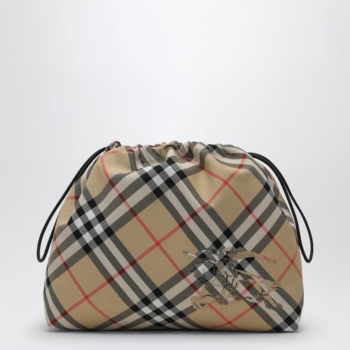 Beigefarbene Tasche mit Kordelzug und Karomuster - Burberry - Modalova