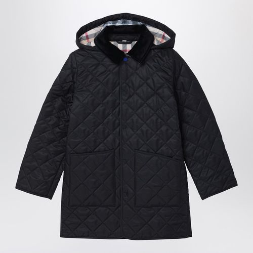 Black quilted jacket with hood - Burberry - Modalova