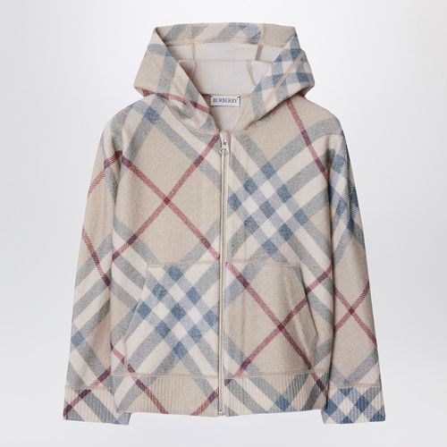 Hooded cardigan with light-coloured check motif - Burberry - Modalova