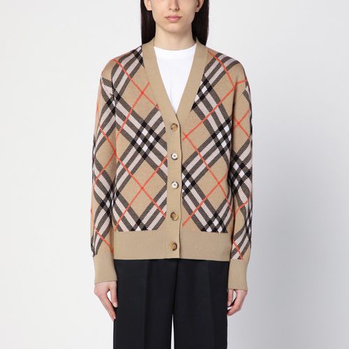 Cardigan in lana e mohair con motivo Check - Burberry - Modalova