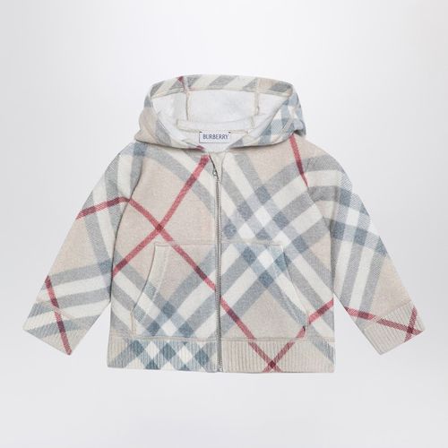 Hooded cardigan with light-coloured check motif - Burberry - Modalova