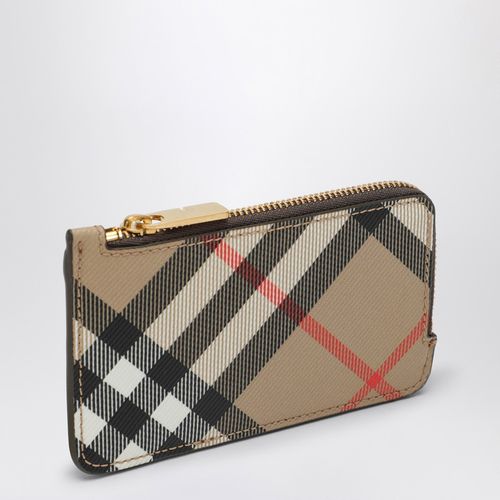 Portacarte con zip beige motivo Check - Burberry - Modalova