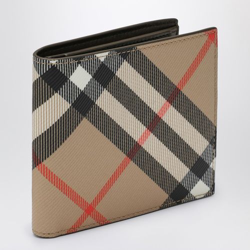 Beige Check Pattern Folding Wallet - Burberry - Modalova