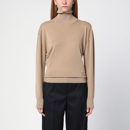 Beigefarbener Rollkragenpullover aus Wolle - Burberry - Modalova