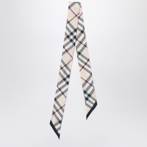 Silk slim scarf in Stone Check - Burberry - Modalova