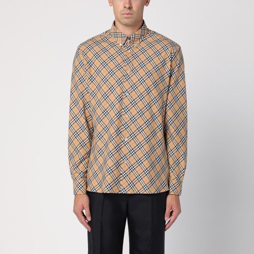 Camicia button-down beige motivo Check - Burberry - Modalova