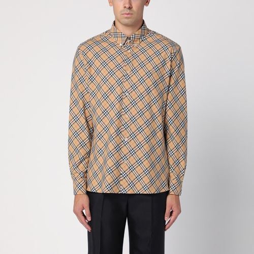 Camicia button-down beige motivo Check - Burberry - Modalova