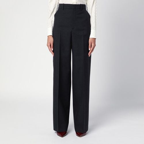 Dark grey wool wide trousers - GUCCI - Modalova