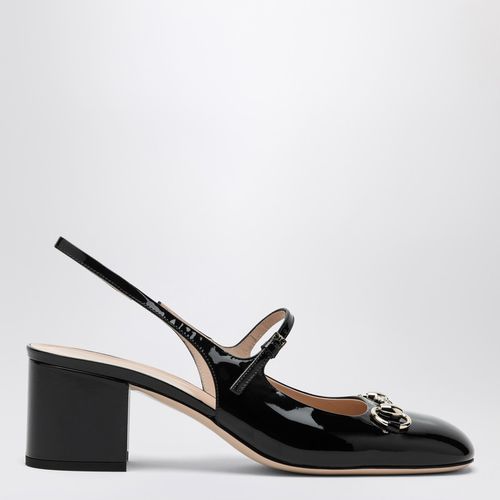 Schwarzer Slingback aus Lackleder mit Trensenspange - GUCCI - Modalova