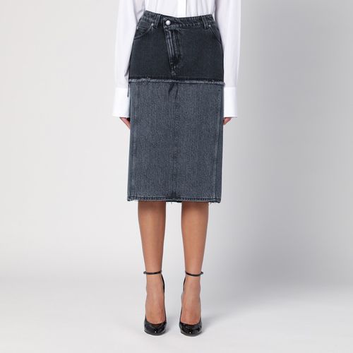 Two-tone black denim skirt - Alexander McQueen - Modalova