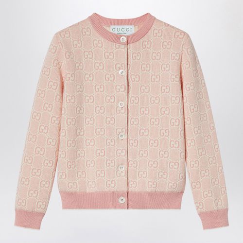 Cardigan GG jacquard pink/white - GUCCI - Modalova