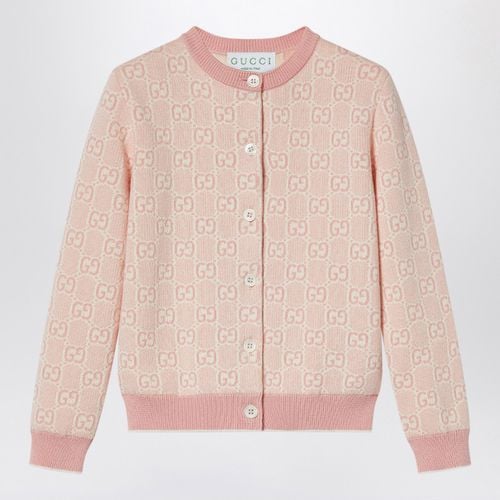 Cardigan GG jacquard rosa/bianco - GUCCI - Modalova