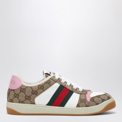 Sneaker Screener aus GG-Stoff und rosafarbenem Leder - GUCCI - Modalova