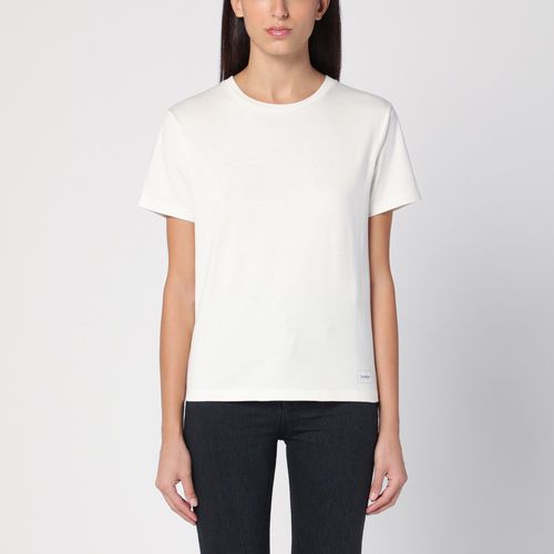 Weißes T-Shirt mit Logoaufnäher - Saint Laurent - Modalova