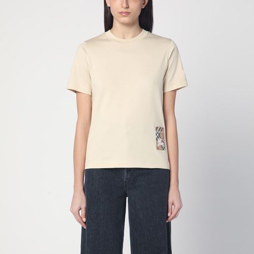 Beigefarbenes T-Shirt mit Logoaufnäher - Burberry - Modalova