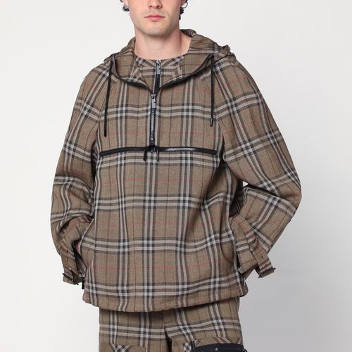 Half-zip jacket with Check pattern in silk blend - Burberry - Modalova