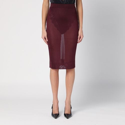 Burgundy semi-transparent pencil skirt - Saint Laurent - Modalova