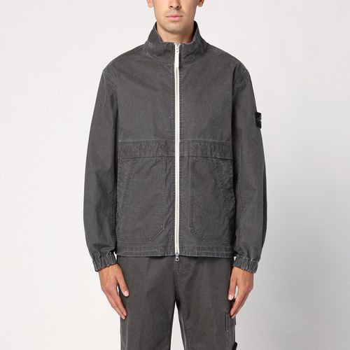 Grey cotton-blend zipped jacket - Stone Island - Modalova