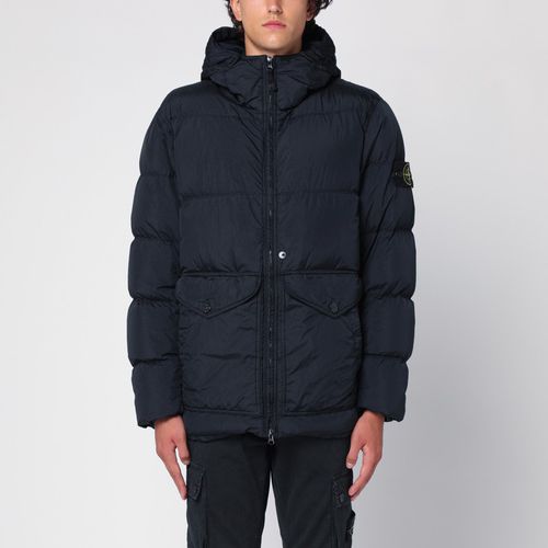 Navy down jacket with logo - Stone Island - Modalova