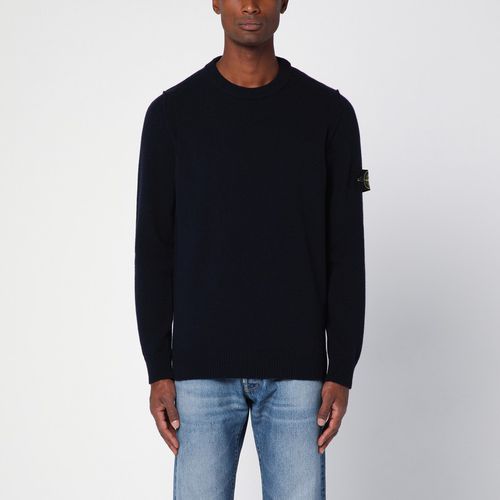 Navy crew-neck sweater in wool blend - Stone Island - Modalova