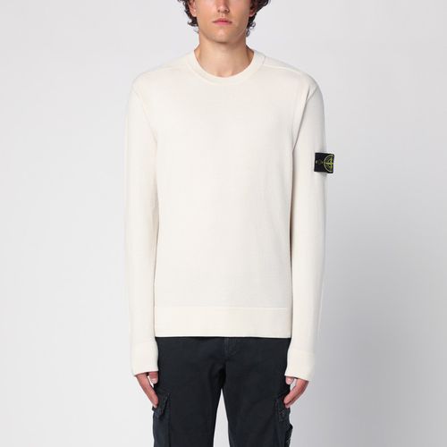 White crew-neck sweater in wool blend - Stone Island - Modalova