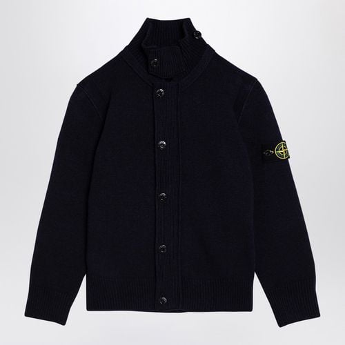 Navy blue wool-blend cardigan - Stone Island - Modalova