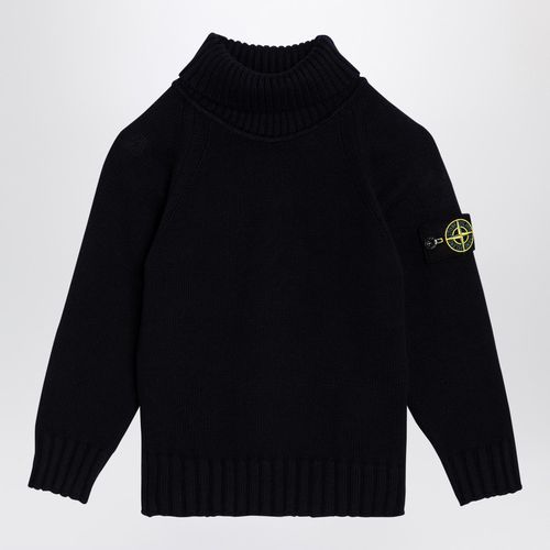 Navy cotton blend turtleneck sweater - Stone Island - Modalova