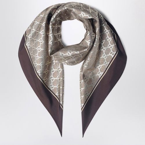 Camel/ light brown GG silk stole - GUCCI - Modalova