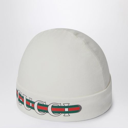 Cuffia bianca con stampa logo - GUCCI - Modalova