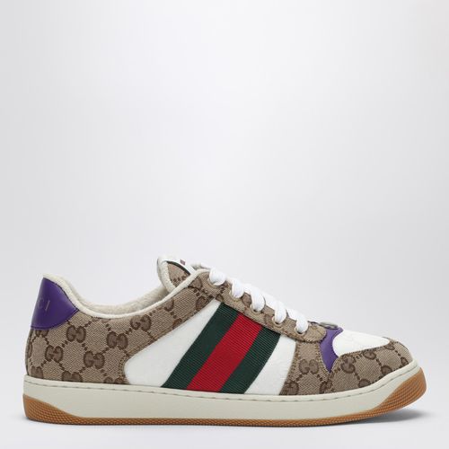 Screener trainer in GG fabric and purple leather - GUCCI - Modalova