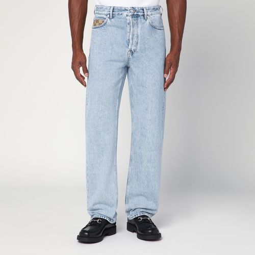 Jeans celeste con inserto in tessuto GG - GUCCI - Modalova