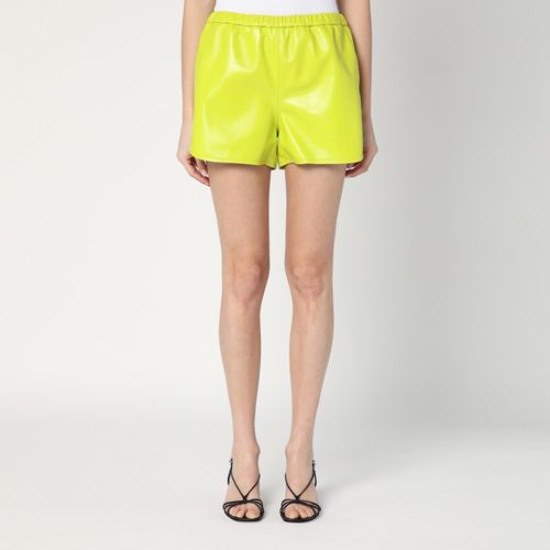 Lime green shorts in leather - GUCCI - Modalova