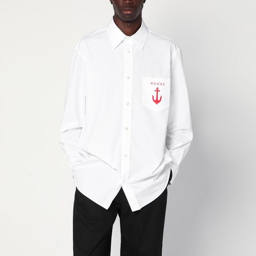 Cotton shirt with logo embroidery - GUCCI - Modalova