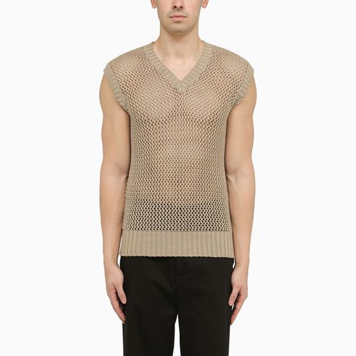 Perforated dove grey cotton waistcoat - Tagliatore - Modalova