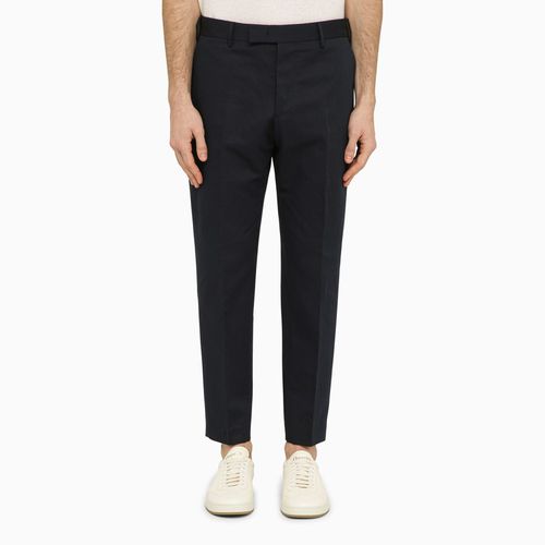 Navy slim trousers in cotton and linen - PT Torino - Modalova