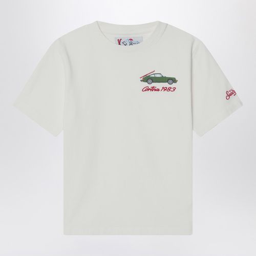 White T-shirt with embroidered ski car Cortina - MC2 Saint Barth - Modalova