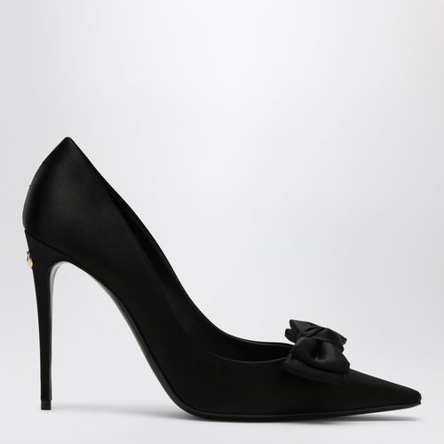 Black satin pumps with bow - Dolce&Gabbana - Modalova