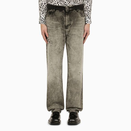 Light grey delavé denim jeans - Balmain - Modalova