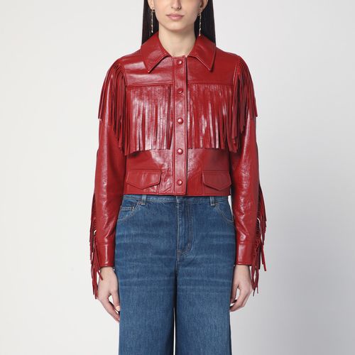 Fringed red leather jacket - Chloé - Modalova