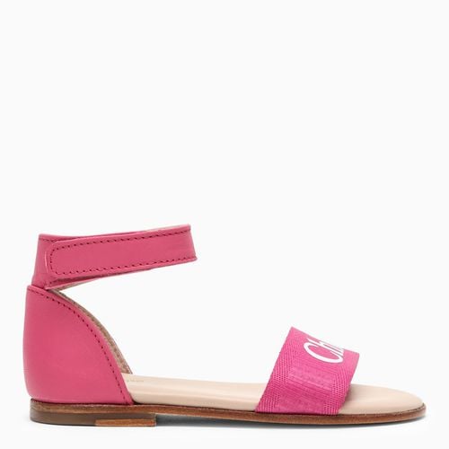 Pink leather sandal with logo - Chloé - Modalova