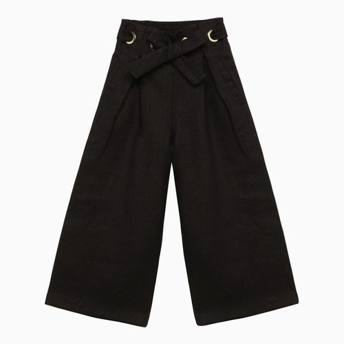 Navy blue linen trousers with bow - Chloé - Modalova