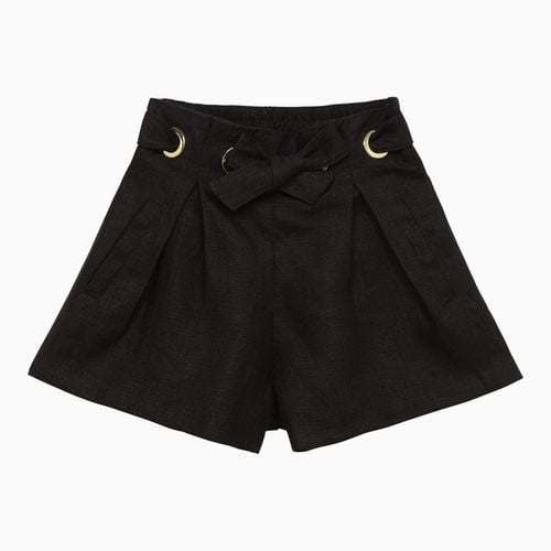 Navy blue linen short with bow - Chloé - Modalova