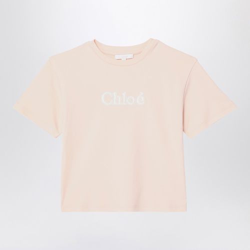 Pink T-shirt with logo embroidery - Chloé - Modalova