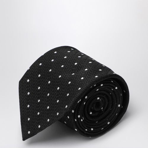 Black/white polka dot silk tie - Destin - Modalova