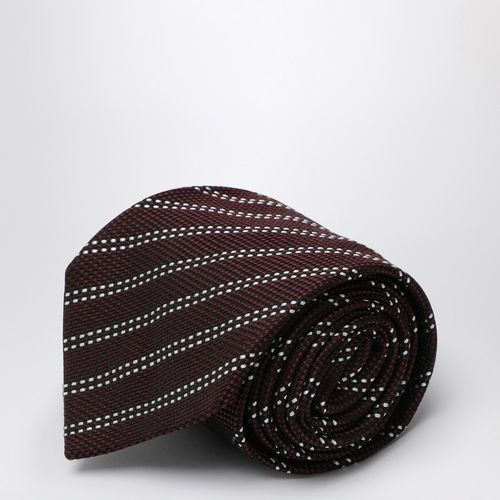 Burgundy/white silk tie - Destin - Modalova