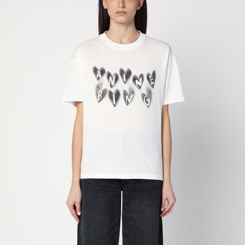 Spencer Hearts ivory T-shirt - ANINE BING - Modalova