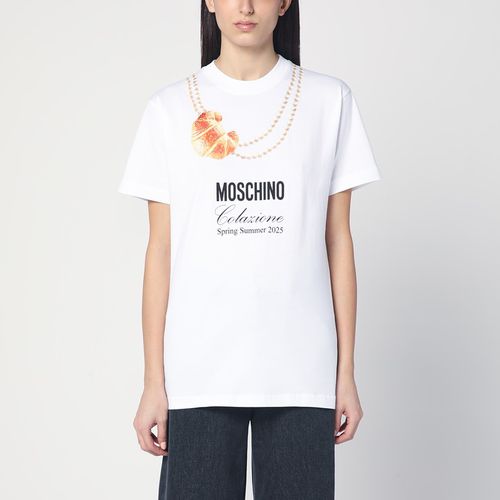 Weißes T-Shirt Moschino Colazione - Moschino - Modalova