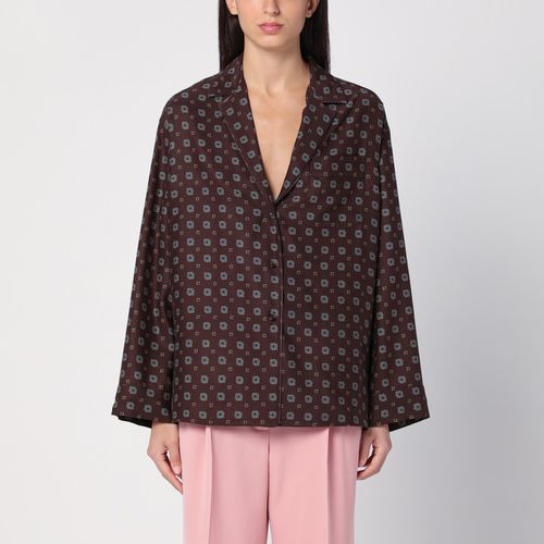 Brown silk patterned shirt - Moschino - Modalova