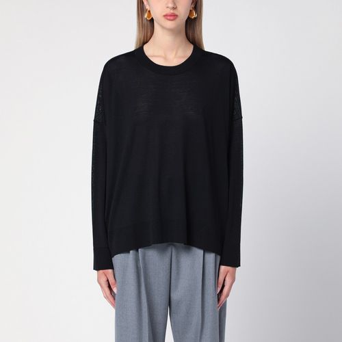 Black wool crew-neck sweater - Roberto Collina - Modalova